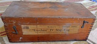 Vintage Walkers Excelsior Iv Ships Log In Timber Case Outrigger Pattern
