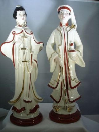 Set Of Vintage Ceramic Chinese Oriental Lamp - Lamp Base