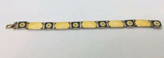 David Andersen Norway Vintage Sterling Silver Black & Yellow Enamel Bracelet