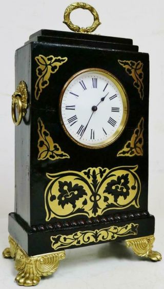 Antique French 8 Day Ebonised & Boulle Carriage/mantle Clock Platform Escapement