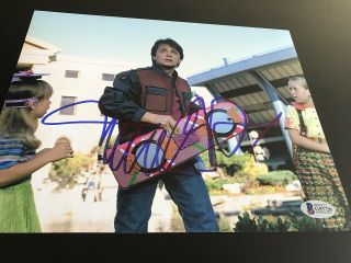 Michael J Fox Signed Autograph 8x10 Photo Back To The Future Beckett Bas E