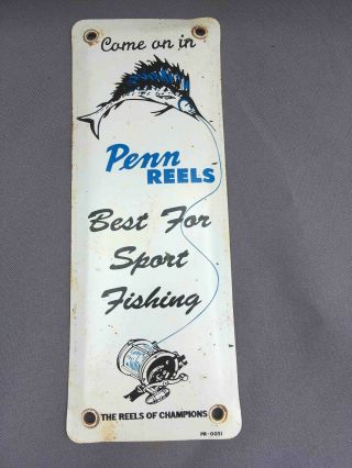 Old Come On In For Penn Reels Best Sport Fishing Painted Metal Door Push Plate