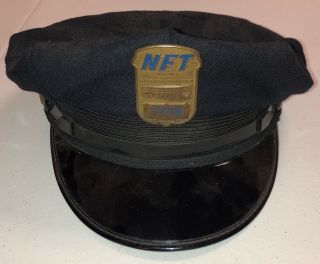 Vintage Nft Bus Driver Hat With Matching Badges 2200 Rare Buffalo Ny Nfta