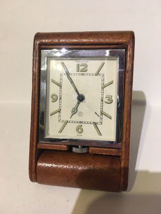 Art Deco Jaeger Lecoultre 8 - Day Travel Alarm Clock Vintage.  F.  W.  O