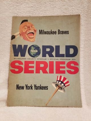 Vintage 1958 World Series Program,  Milwaukee Braves Vs.  York Yankees,  Look