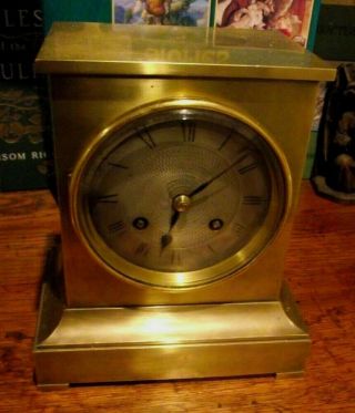 Antique Bronze Cased French 8 Day Movement Striking Mantelclock With Silvered Fa