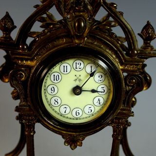 Antique German Mantle Clock with Porcelain Dial and Onyx Base 3