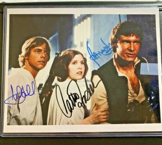 Carrie Fisher Mark Hamill Harrison Ford Star Wars 8x10 Signed Photo Beckett
