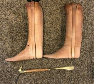 WOOD ANTIQUE BOOT FORMS,  TREES,  STRETCHERS 17.  5 