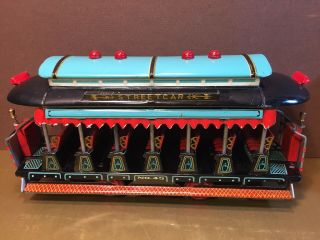 Large Vintage Japan ALPS STREETCAR 45 NMINT Tin Litho Friction Trolley 2