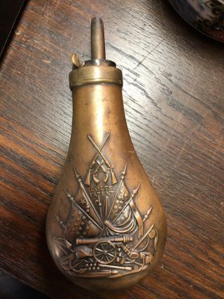 Rare Dixon & Sons Colt Patent Powder Flask Black Powder Navy Made In England