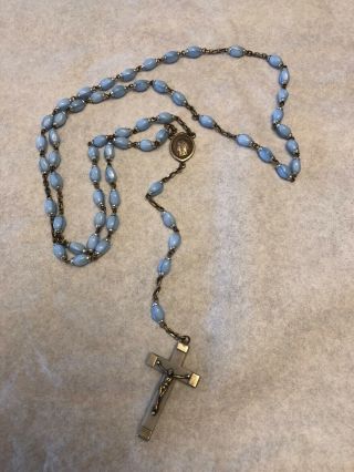 Rosary Beads From Lourdes - Blue Crystal Rosary Beads.
