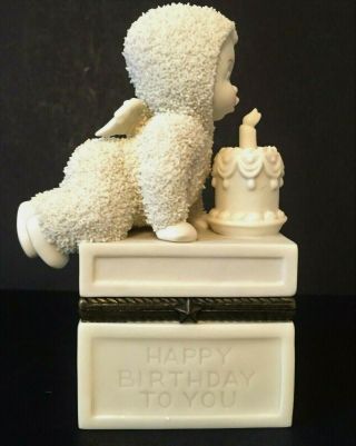 Dept 56 Snowbabies Trinket Box Happy Birthday To You Lidded 2002 56.  69283
