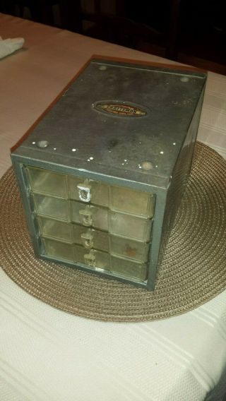 Vintage Craftsman Small Parts Tools Four Drawer Metal Storage Organizer Box