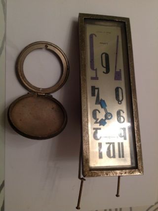 Antique Art Deco Clock 8 Day Jewelled Movement Bezel Hinged Back Door 170x60mm