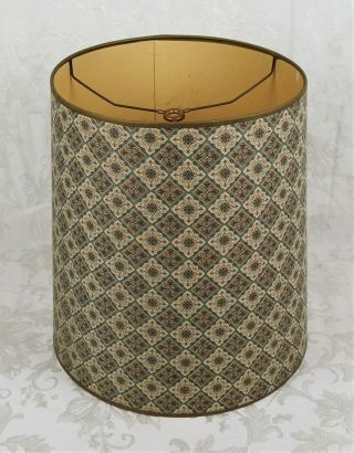 Vintage Retro Mid Century Modern Barrel Drum Table Lamp Shade Checked Pattern