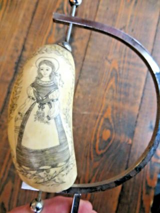 Scrimshaw Faux Resin Whale Tooth Sweetheart Lady Home Antique Vintage Maritime