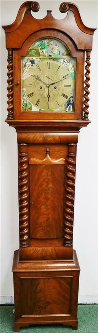 Luxury Antique 19thc English 8 Day Walnut Grandfather Longcase Regulator Clock