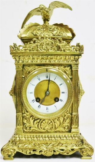 Stunning Antique French 8 Day Striking Embossed Bronze Cube Mantel Clock