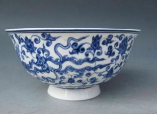 Chinese Old Porcelain Hand Painted Dragon Bowl Qing Dynasty Qianlong Mark B01