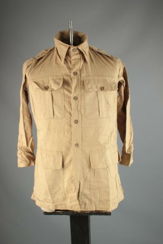 Vtg Nos 40s Wwii British Indian Aertex Cotton Khaki Bush Jacket S Short Ww2 7065