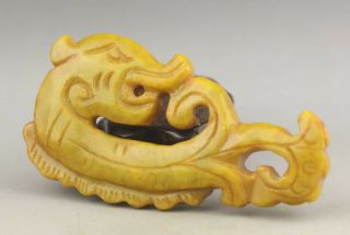 Chinese Old Natural Jade Hand - Carved Statue Dragon Pendant 3.  9 Inch