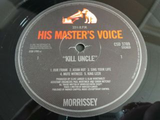 MORRISSEY - Kill Uncle (UK 1991 1ST PRESS VINYL ALBUM / VINYL) 2
