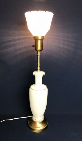 Torchiere Satin Glass Stiffel Lamp Hollywood Regency Vintage Glass Shade 28 