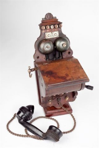 Vintage C1910 " L.  M.  Ericsson & Co.   Ab120 - Ab122 " Wall Mounted Telephone