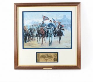 Mort Kunstler Legends In Gray Framed Civil War Print W/ $10 Confederate Note
