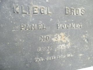 Old Vintage Cast Iron Kliegl Bros Panel Pocket No.  372 Fuse Box 50 A.  250 V. 2