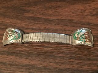 Vintage Navajo Sterling Silver Chip Inlay Watch Bands