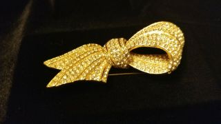 VERY RARE VINTAGE CINER CRYSTAL PAVE LARGE BOW BROOCH PIN 2