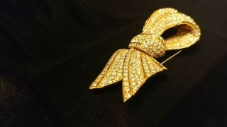 VERY RARE VINTAGE CINER CRYSTAL PAVE LARGE BOW BROOCH PIN 3