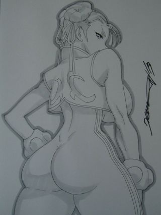 Chun Li Street Fighter Sexy Busty Girl Sketch Pinup - Daikon Art