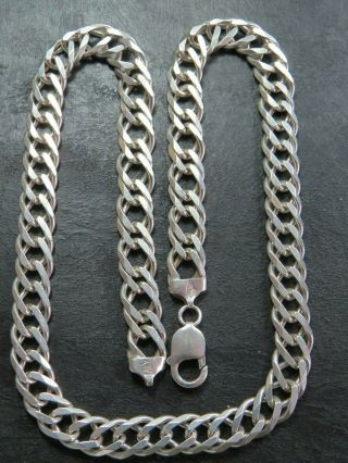 Heavy Vintage Sterling Silver Double Curb Link Necklace Chain 20 1/2 Inch C.  1990