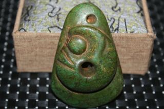 Old Chinese Neolithic Hongshan Jade Hand Carved Amulet Pendant