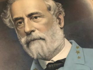 Robert E Lee Antique Framed Colored Engraving Civil War Confederate General