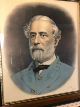 Robert E Lee Antique Framed Colored Engraving Civil War Confederate General 3