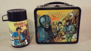 Vintage Aladdin 1974 Planet Of The Apes Metal Lunchbox & Thermos