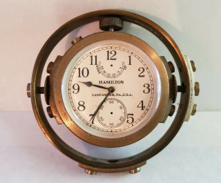 Old Antique Vintage Hamilton Model 22 Ship Chronometer Case/gimbals/dial/hands