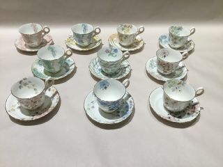 Set Of 10 Bone China Tea Cups Made In England