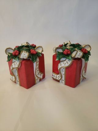 Set Of 2 Taper Candle Holders Christmas Present Shaped By Avon