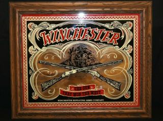 Vintage Winchester Rifle Bar Mirror “the Gun That Won The West” Model 1873 Sign