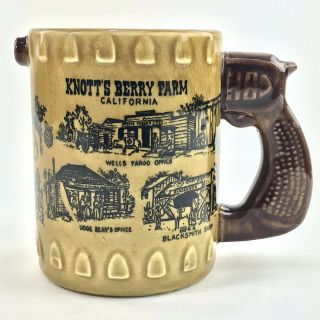 Knotts Berry Farm Vintage 40s 50s Mug Cup Coffee Revolver Gun Handle Vtg Rare