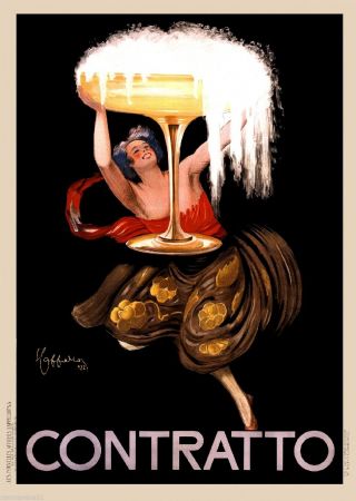 Contratto Champagne Wine European Advertisement Art Vintage Poster Print