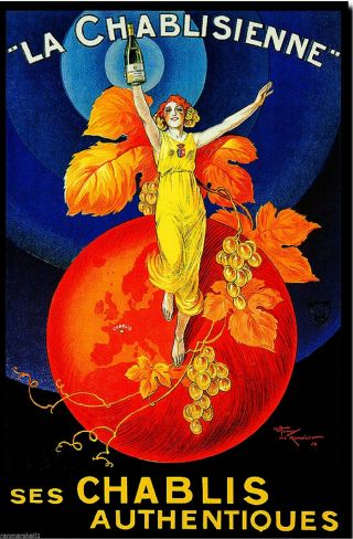 " La Chablisienne " Ses Chablis White Wine Vintage Advertisement Art Poster Print