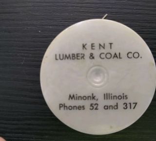 Plastic & Metal Tape Measure Kent Lumber Co.  Minonk,  Ill.