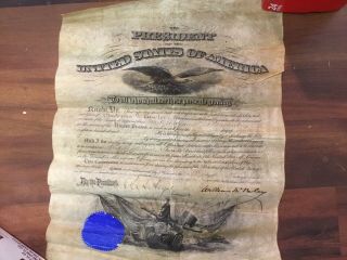 President William Mckinley Signed Military Appointment 1898 (& Desc)