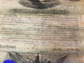President William McKinley Signed Military Appointment 1898 (& Desc) 3